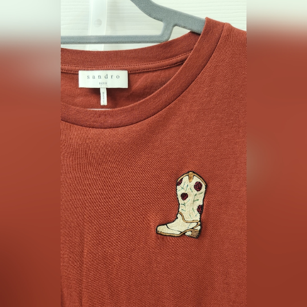 Sandro t-shirt with Texas boot embroidery
